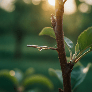 Sensore di flusso della linfa inserito nel fusto che misura in tempo reale il consumo idrico di un albero da frutto